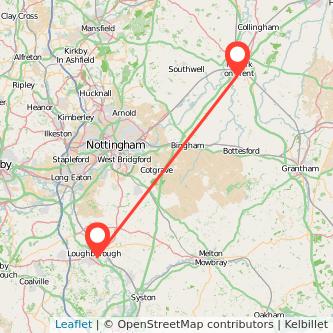 Newark on Trent Loughborough bus map