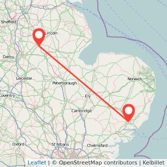 Newark on Trent Ipswich bus map