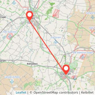 Newark on Trent Grantham bus map