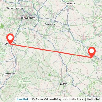 Milton Keynes Worcester train map