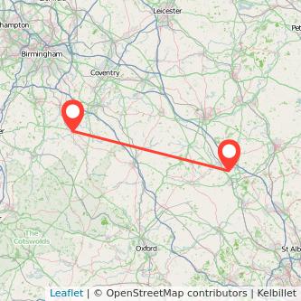 Milton Keynes Stratford-upon-Avon train map