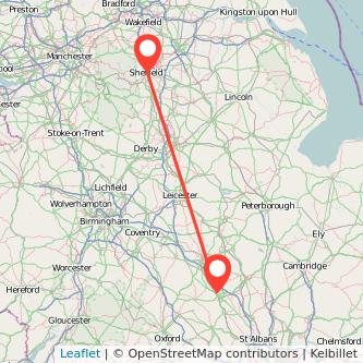 Milton Keynes Sheffield bus map