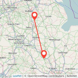 Milton Keynes Mansfield train map