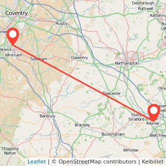 Milton Keynes Leamington train map