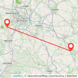 Milton Keynes Kidderminster train map