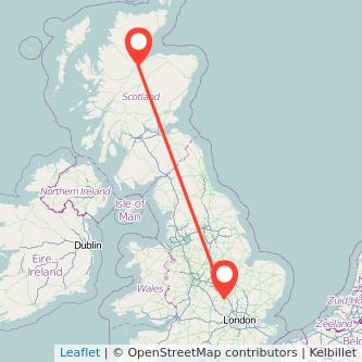 Milton Keynes Inverness train map