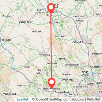 Milton Keynes High Wycombe train map