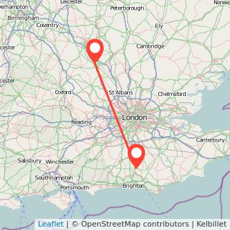 Milton Keynes Haywards Heath bus map