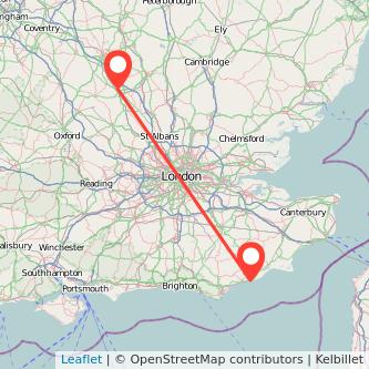 Milton Keynes Hastings train map