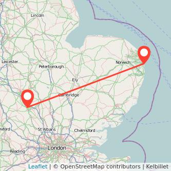 Milton Keynes Great Yarmouth train map