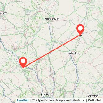 Milton Keynes Ely train map