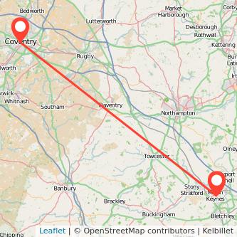 Milton Keynes Coventry bus map