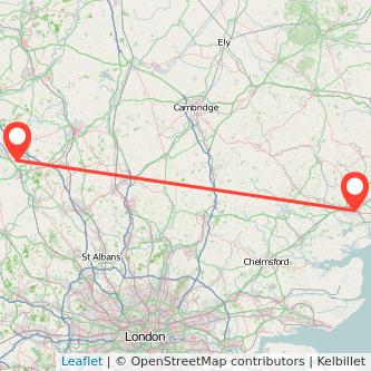 Milton Keynes Colchester train map