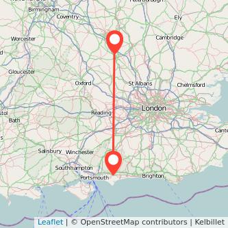 Milton Keynes Chichester train map