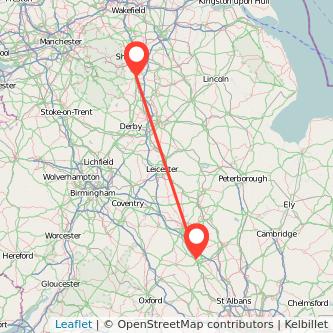 Milton Keynes Chesterfield train map