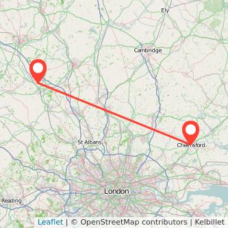 Milton Keynes Chelmsford train map