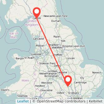 Milton Keynes Carlisle train map