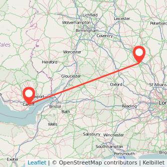 Milton Keynes Cardiff train map