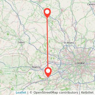 Milton Keynes Camberley bus map