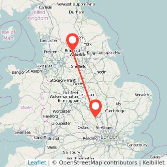 Milton Keynes Bradford train map