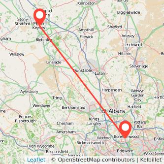 Milton Keynes Borehamwood train map