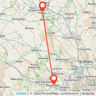 Milton Keynes Beaconsfield train map