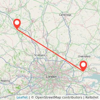 Milton Keynes Basildon train map