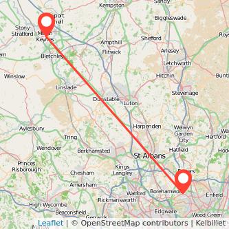 Milton Keynes High Barnet bus map