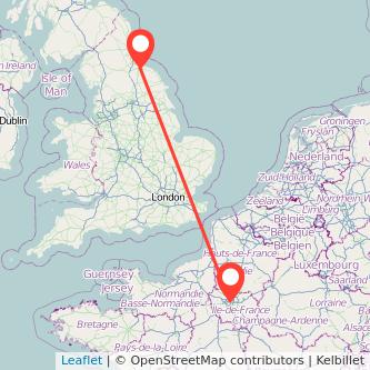 Middlesbrough Paris train map