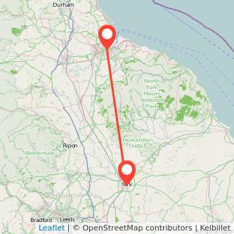 Middlesbrough York train map