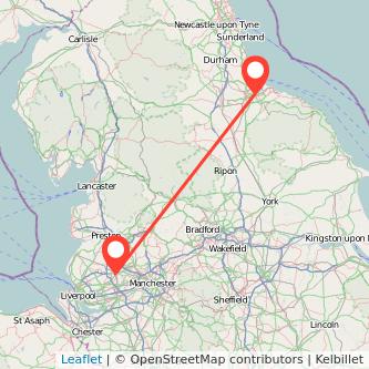 Middlesbrough Wigan train map
