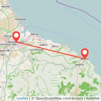 Middlesbrough Whitby bus map