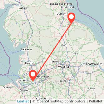 Middlesbrough Warrington train map