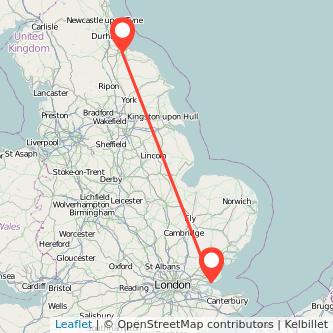 Middlesbrough Southend-on-Sea bus map