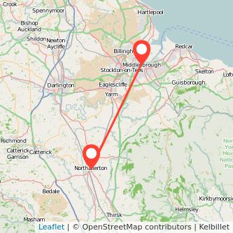 Middlesbrough Northallerton train map