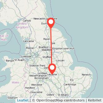 Middlesbrough Leicester train map