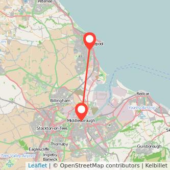 Middlesbrough Hartlepool train map