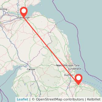 Middlesbrough Edinburgh bus map