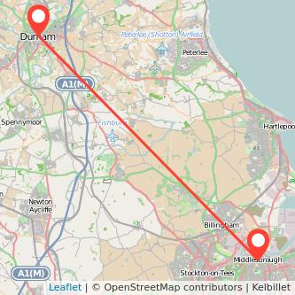 Middlesbrough Durham bus map