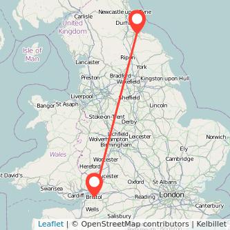 Middlesbrough Bristol train map