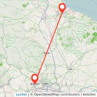 Middlesbrough Bradford train map