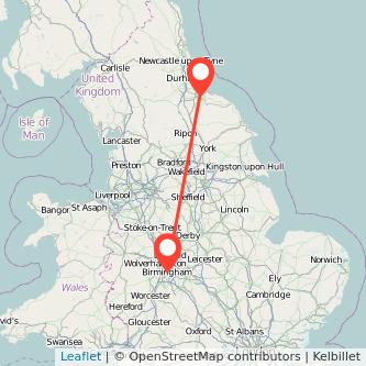 Middlesbrough Birmingham bus map