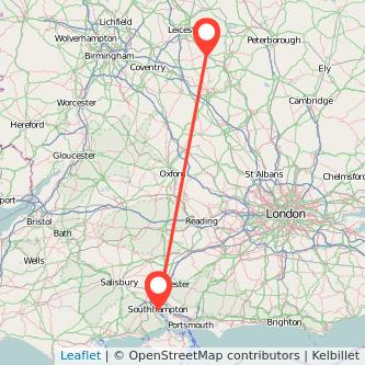 Market Harborough Southampton train map