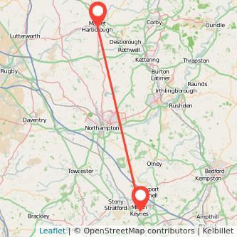 Market Harborough Milton Keynes train map