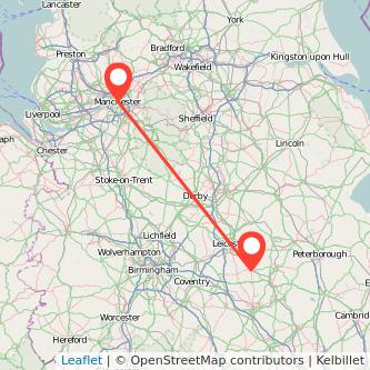 Market Harborough Manchester train map