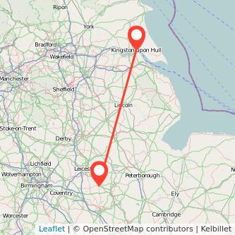 Market Harborough Hull train map