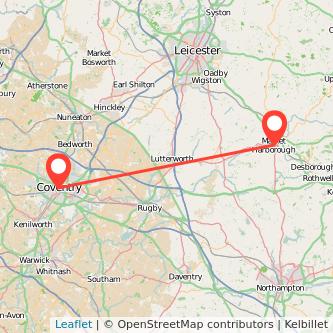 Market Harborough Coventry train map