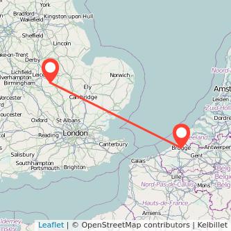 Market Harborough Bruges train map