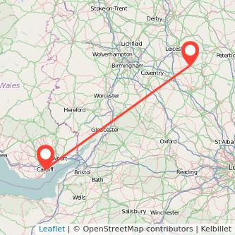 Market Harborough Cardiff train map