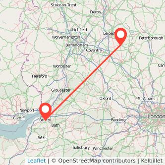 Market Harborough Bristol train map